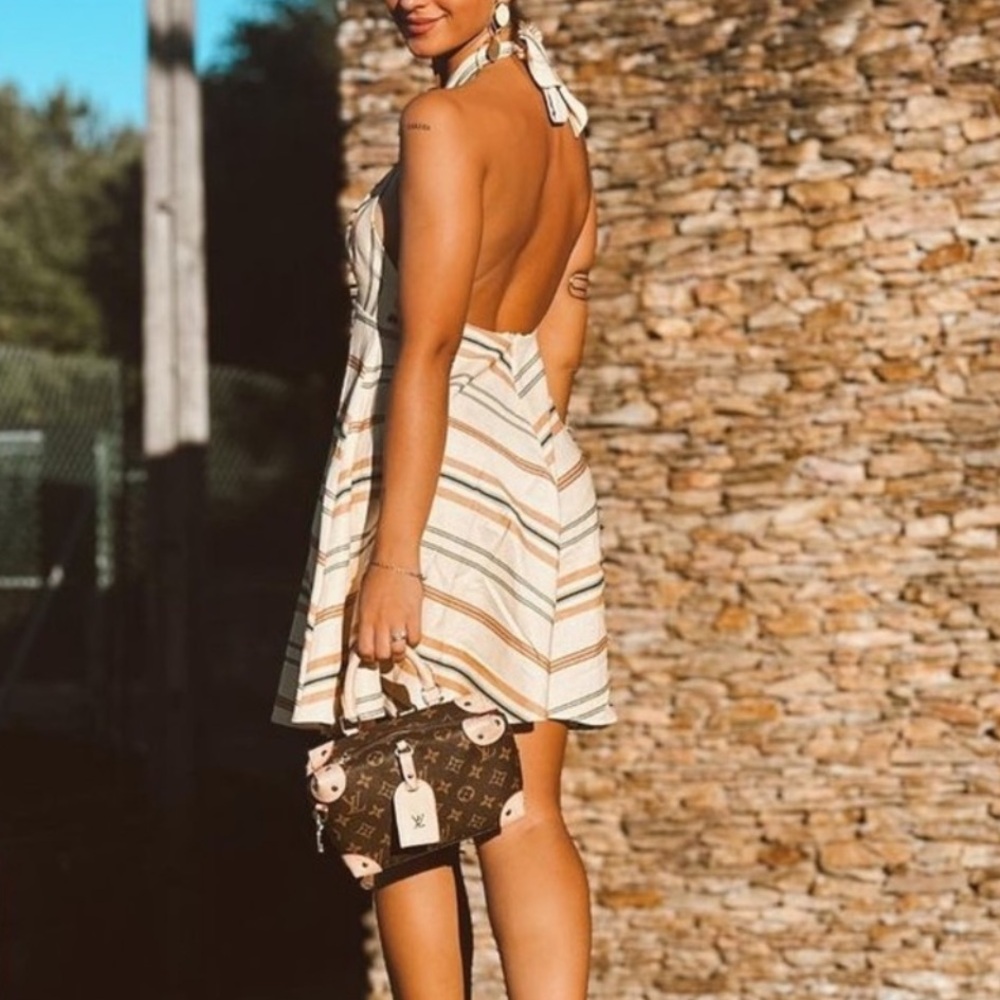 ZARA linen blend halter summer dress size M